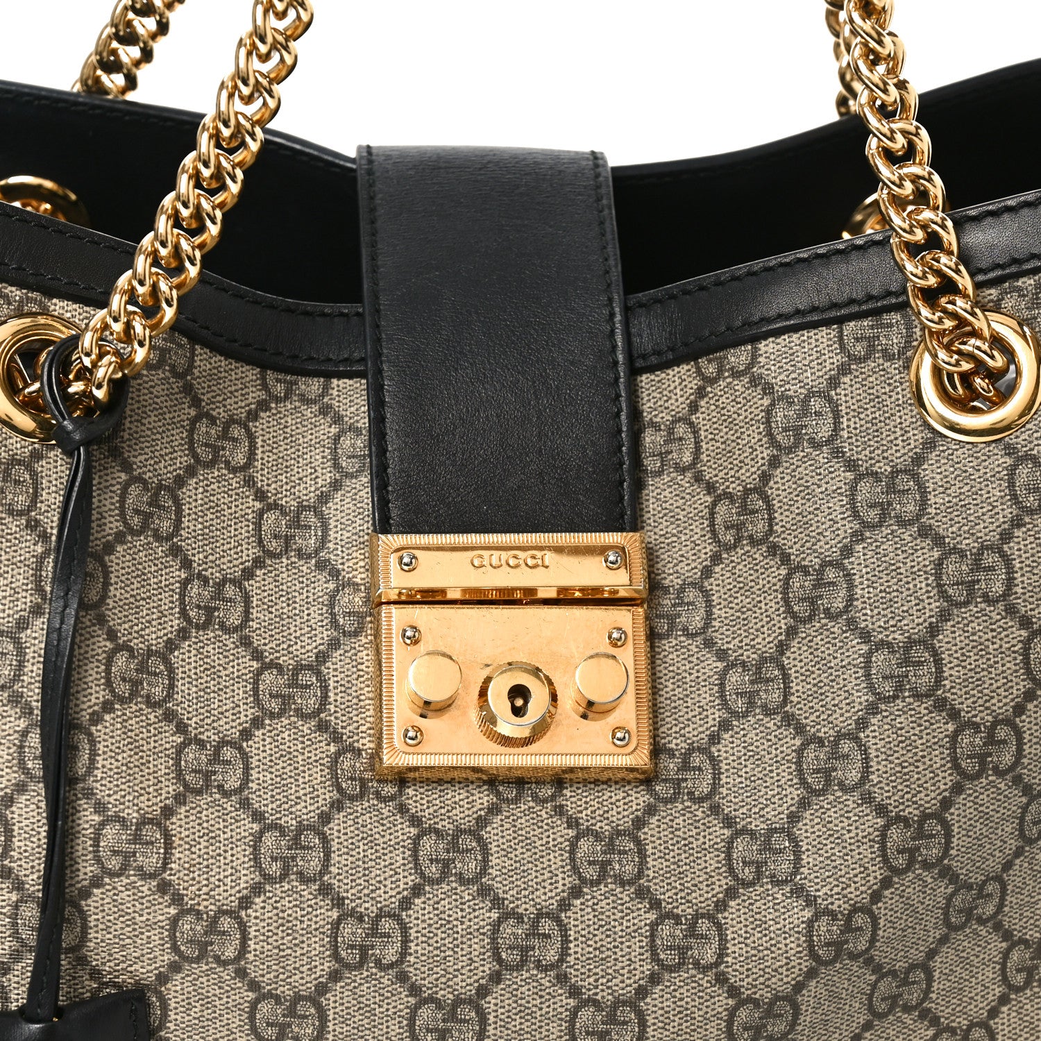 Gucci GG Supreme Monogram Medium Padlock Tote Black 8 of 11