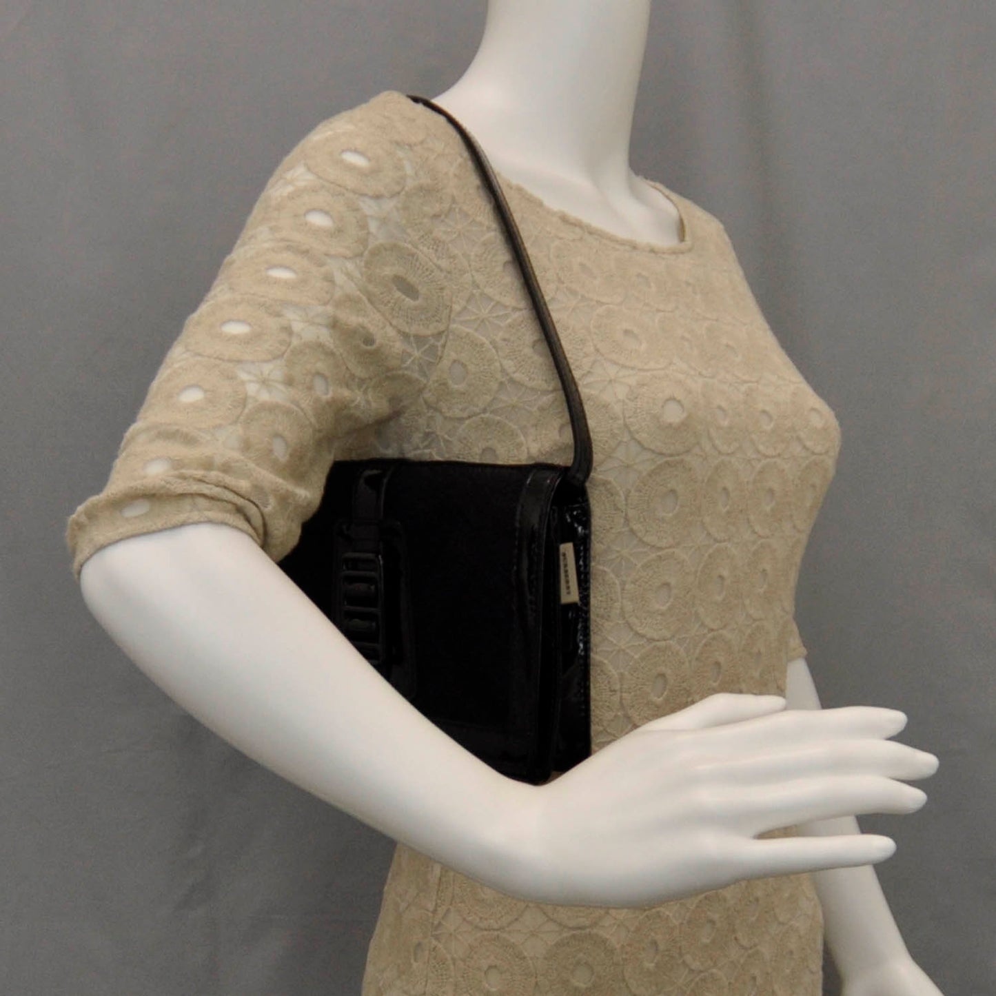 Patent Glitter Nova Check Bag Black