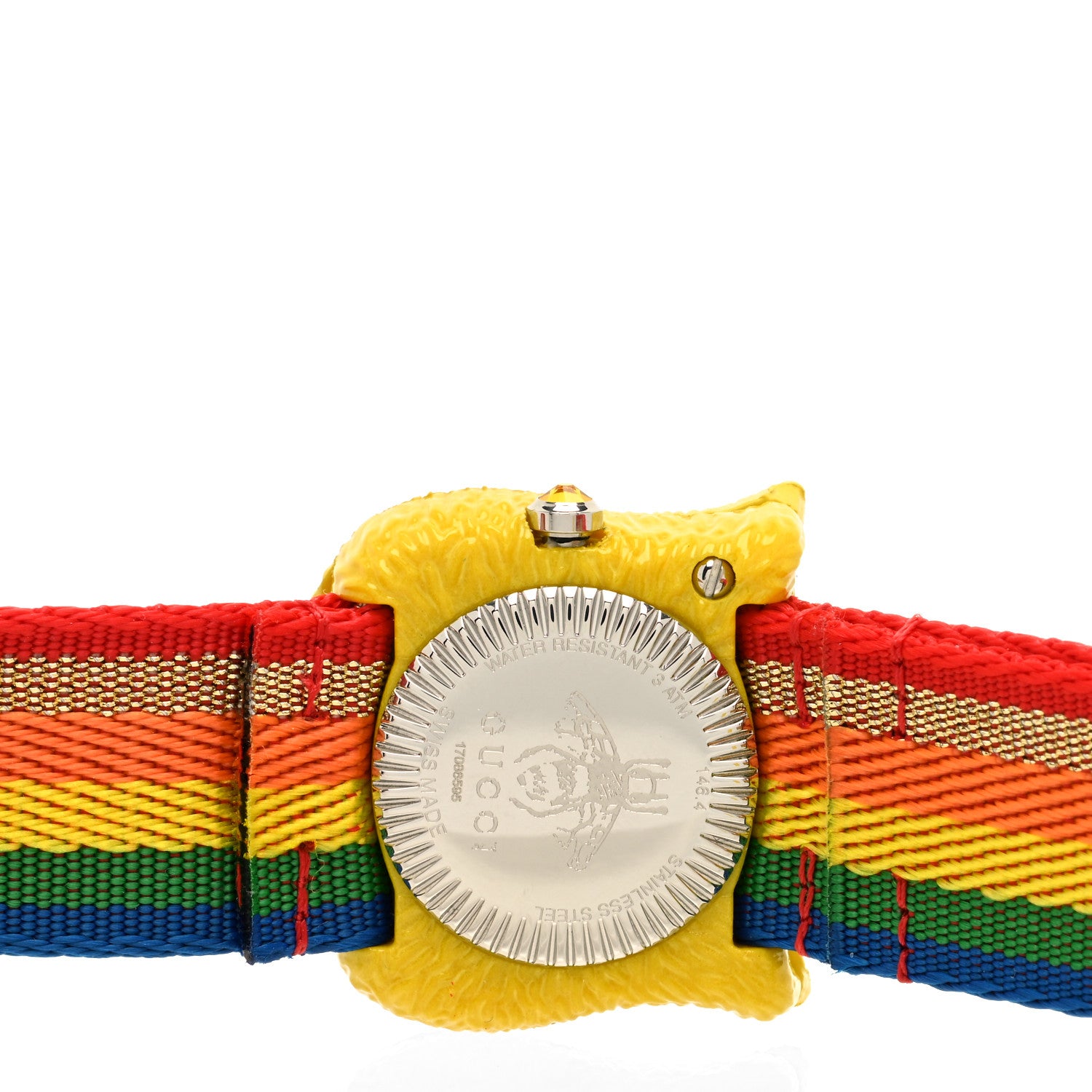 Gucci Stainless Steel Nylon 32mm Le Marche Des Merveilles Tiger Quartz Watch Yellow 5 of 5