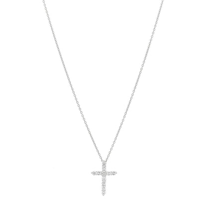 Tiffany Platinum Diamond Small Cross Pendant Necklace 1 of 4