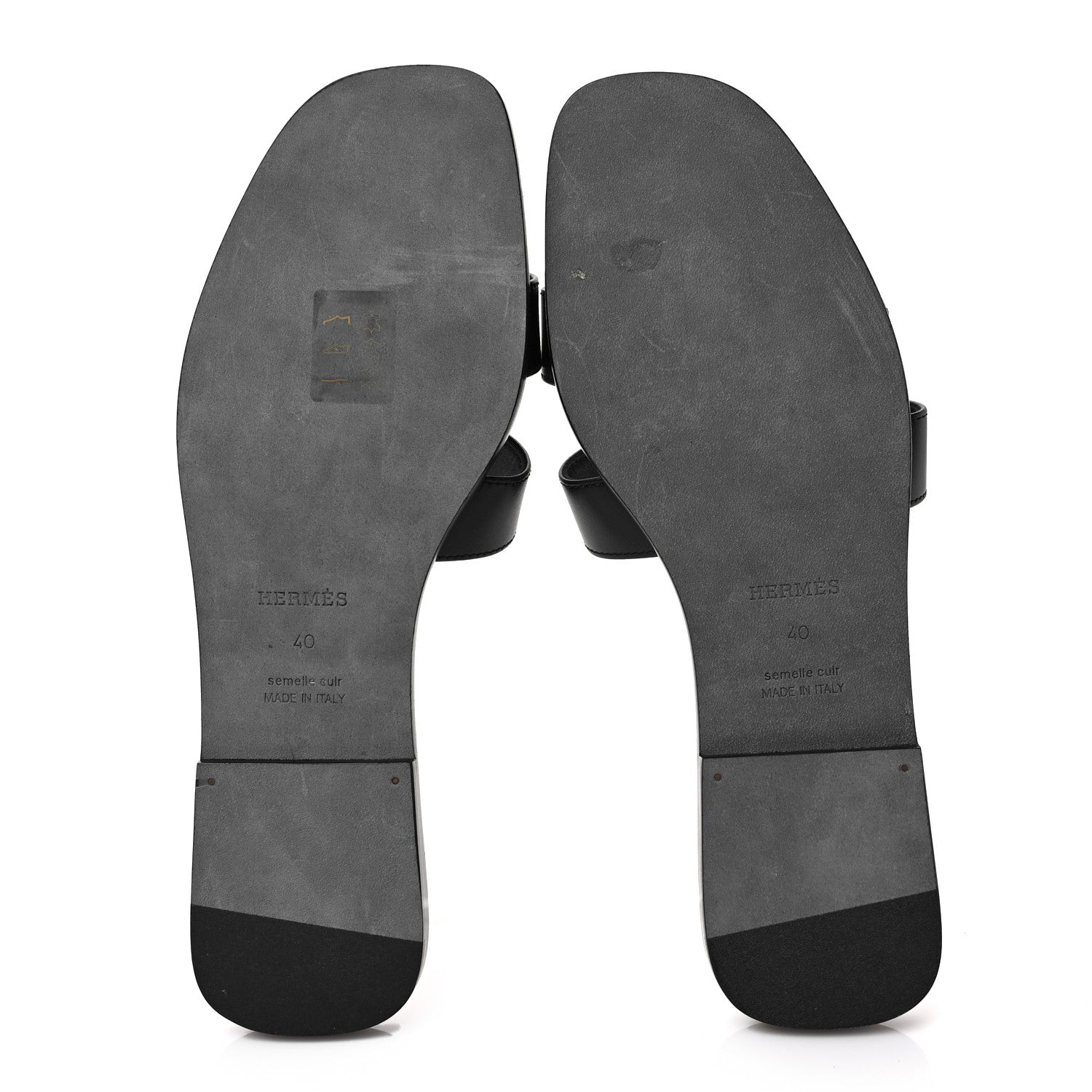 Hermes Calfskin Oran Sandals 40 Black White 6 of 7