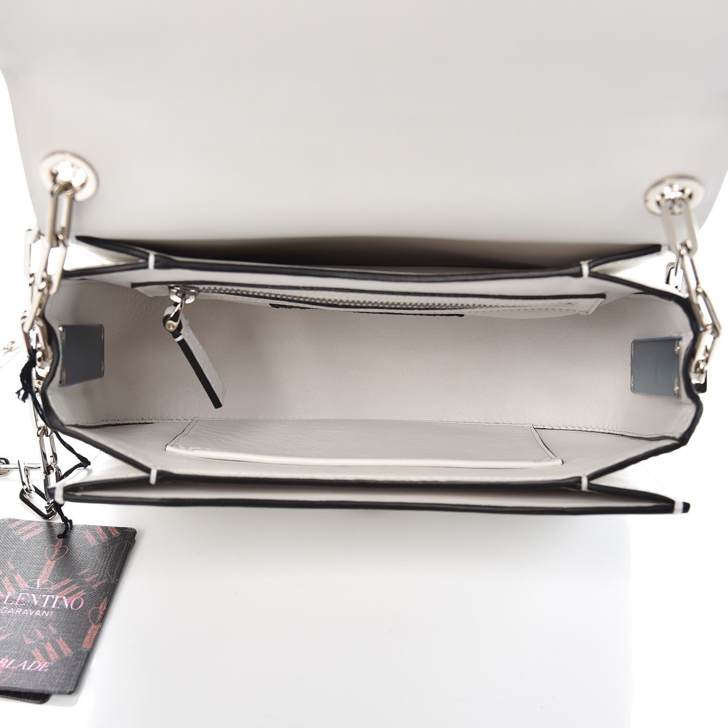 Valentino Garavani Vitello Loveblade Embellished Chain Flap Bag White 5 of 8