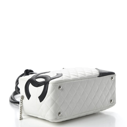 Chanel Calfskin Quilted Large Cambon Bowler White Black 4 of 11