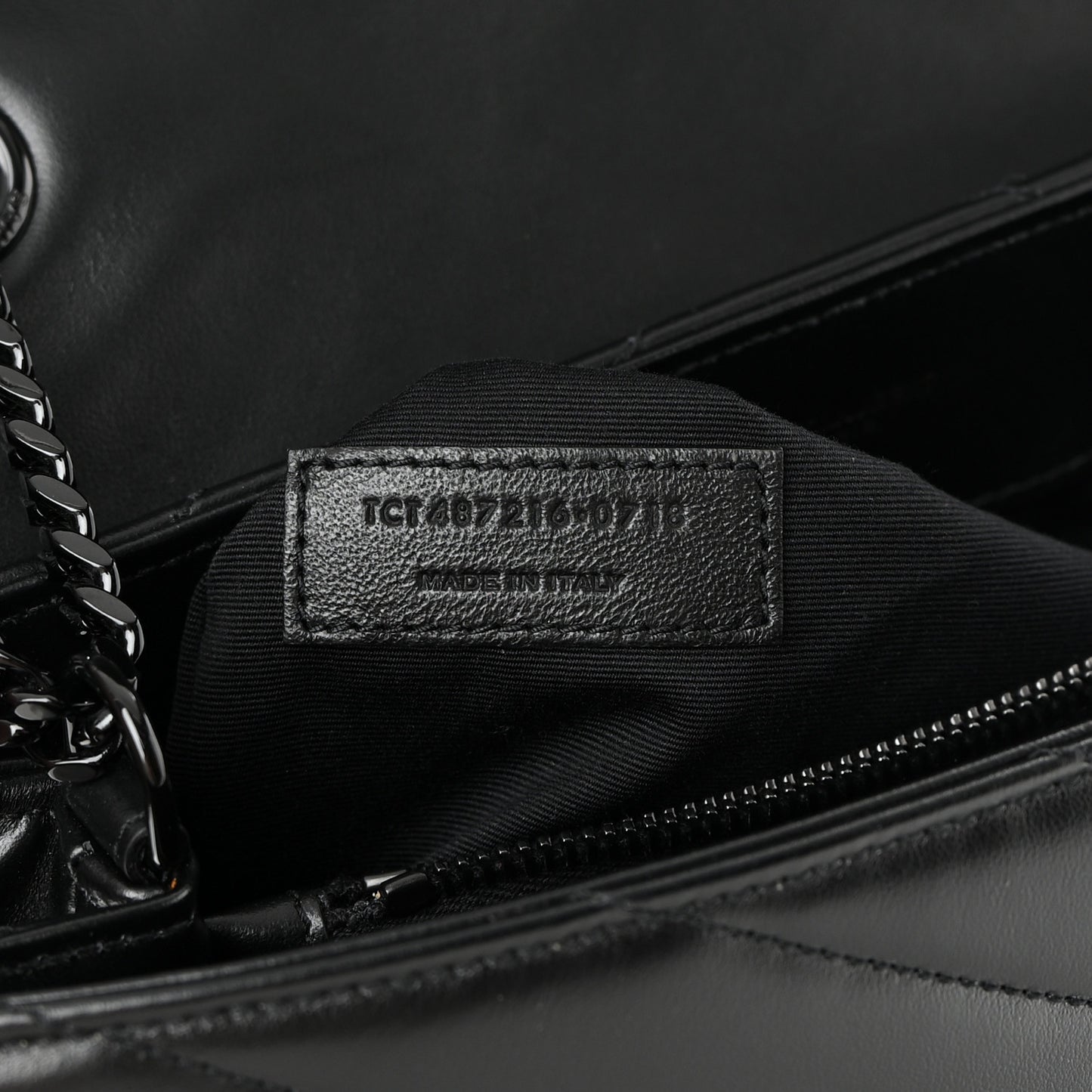 Calfskin Y Quilted Monogram Monochrome Medium Loulou Chain Satchel Black