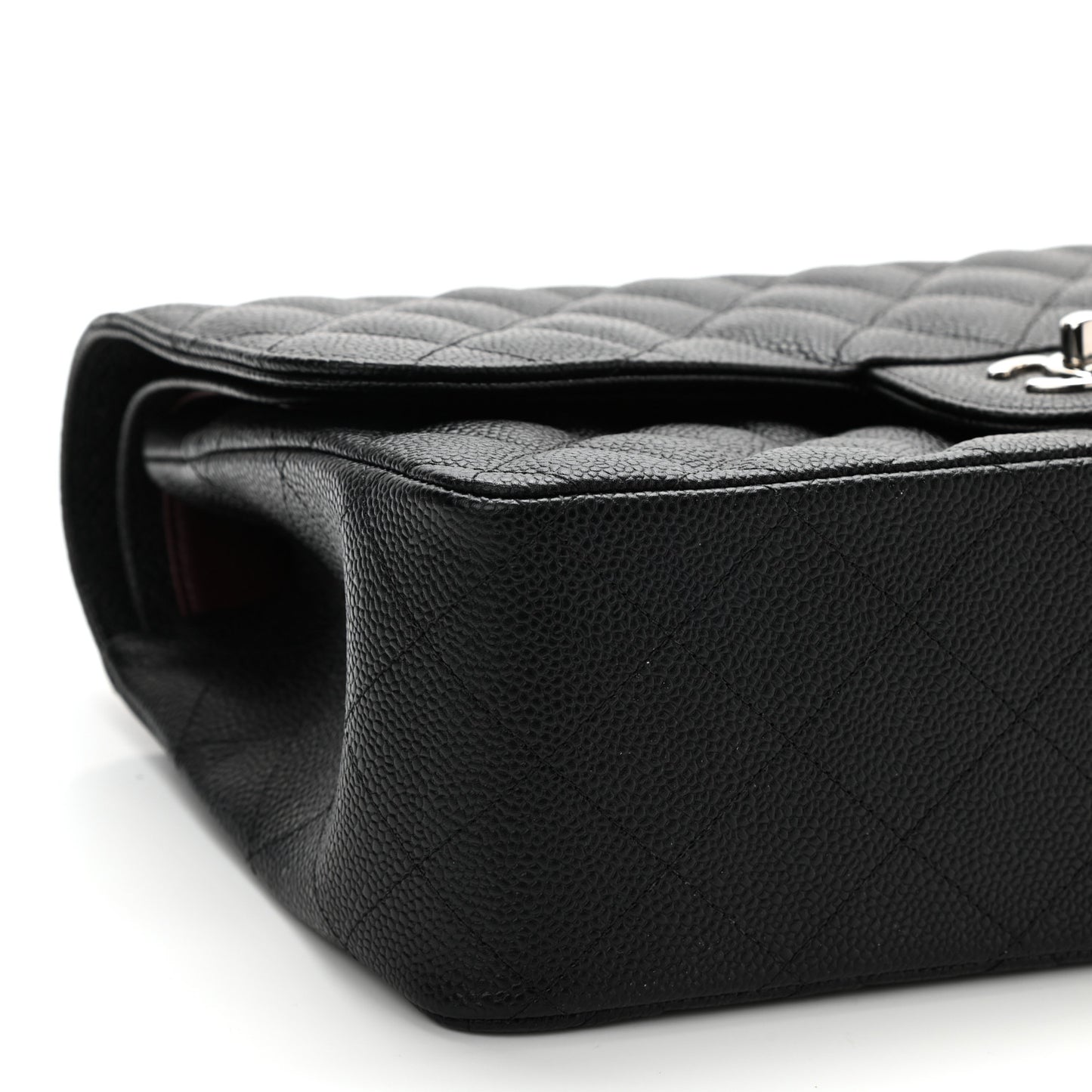 Caviar Quilted Jumbo Double Flap Black