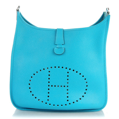 Hermes Taurillon Clemence Evelyne III GM Turquoise 1 of 9