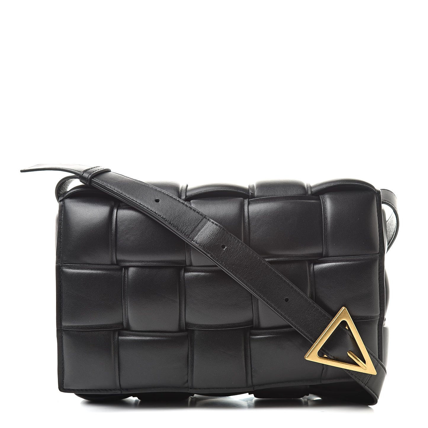 Paper Calfskin Maxi Intreccio Padded Cassette Crossbody Bag Black