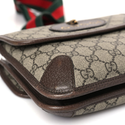 Gucci GG Supreme Monogram Web Small Neo Vintage Double Flap Messenger Bag Beige New Acero 8 of 9