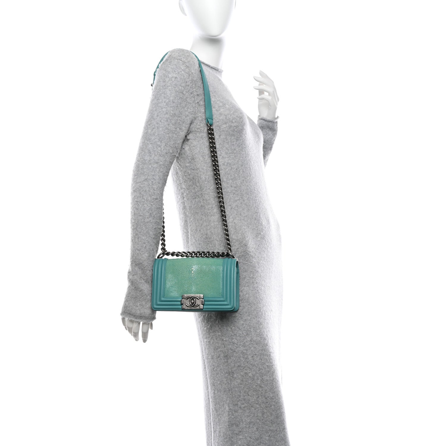Chanel Galuchat Stingray Small Boy Flap Turquoise 2 of 18