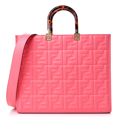 Fendi Vitello Plexiglass FF Embossed Medium Fendi Sunshine Shopper Tote Pink Dalia 1 of 8