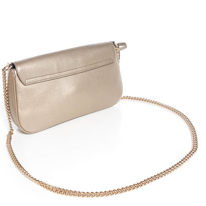 Gucci Metallic Pebbled Calfskin Medium Soho Flap Crossbody Golden Beige 3 of 9