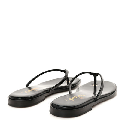 Chanel Goatskin CC Times Square Thong Sandals 40 Black 5 of 11