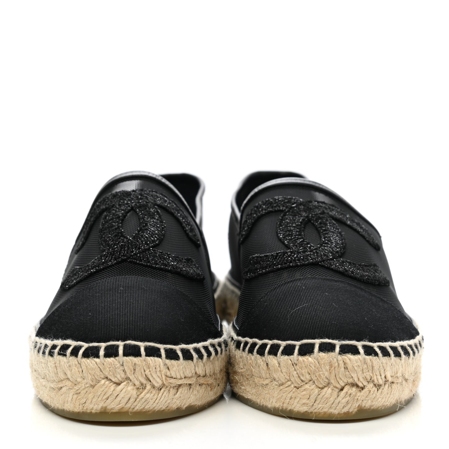 Mesh Grosgrain CC Espadrilles 38 Black