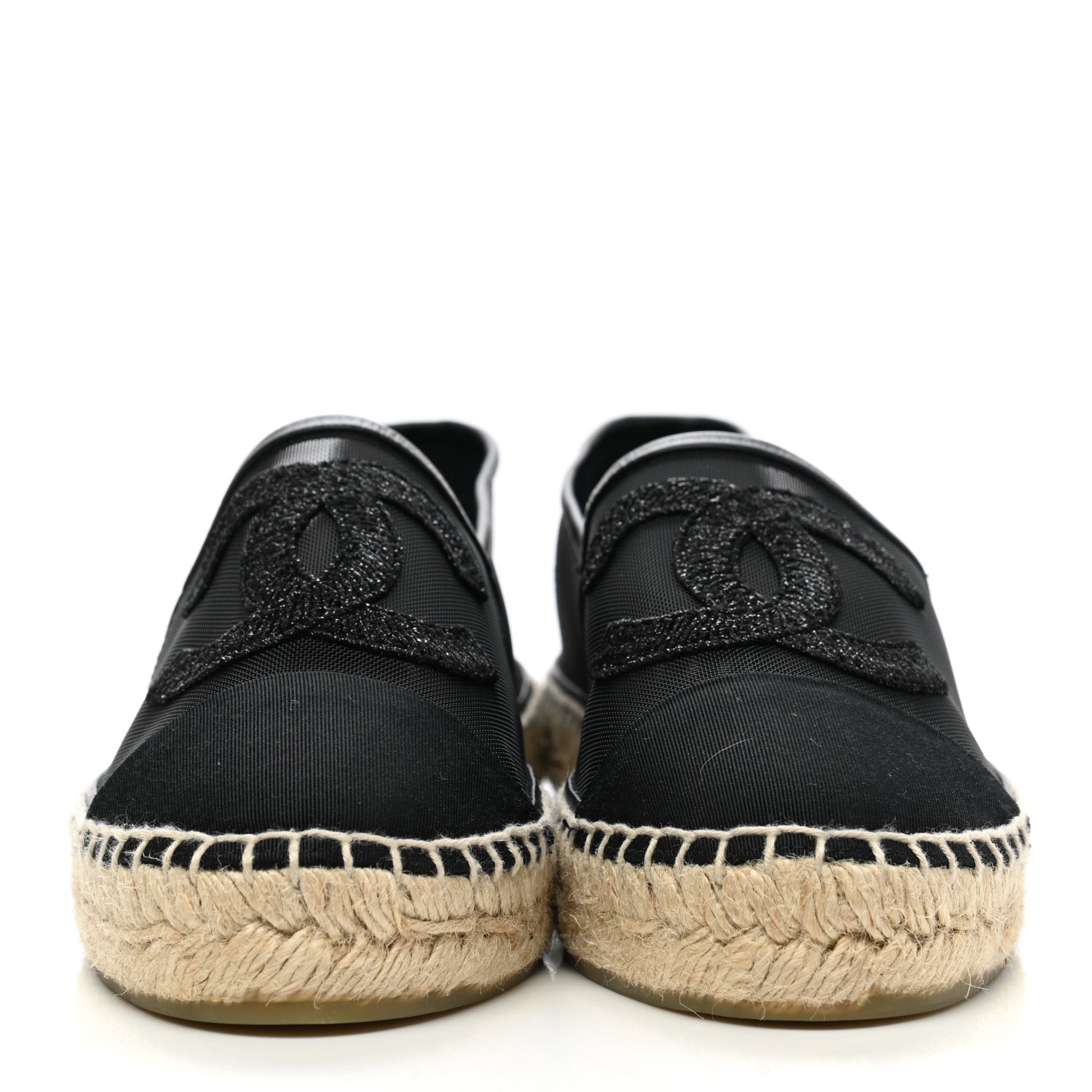 Chanel Mesh Grosgrain CC Espadrilles 38 Black 2 of 10