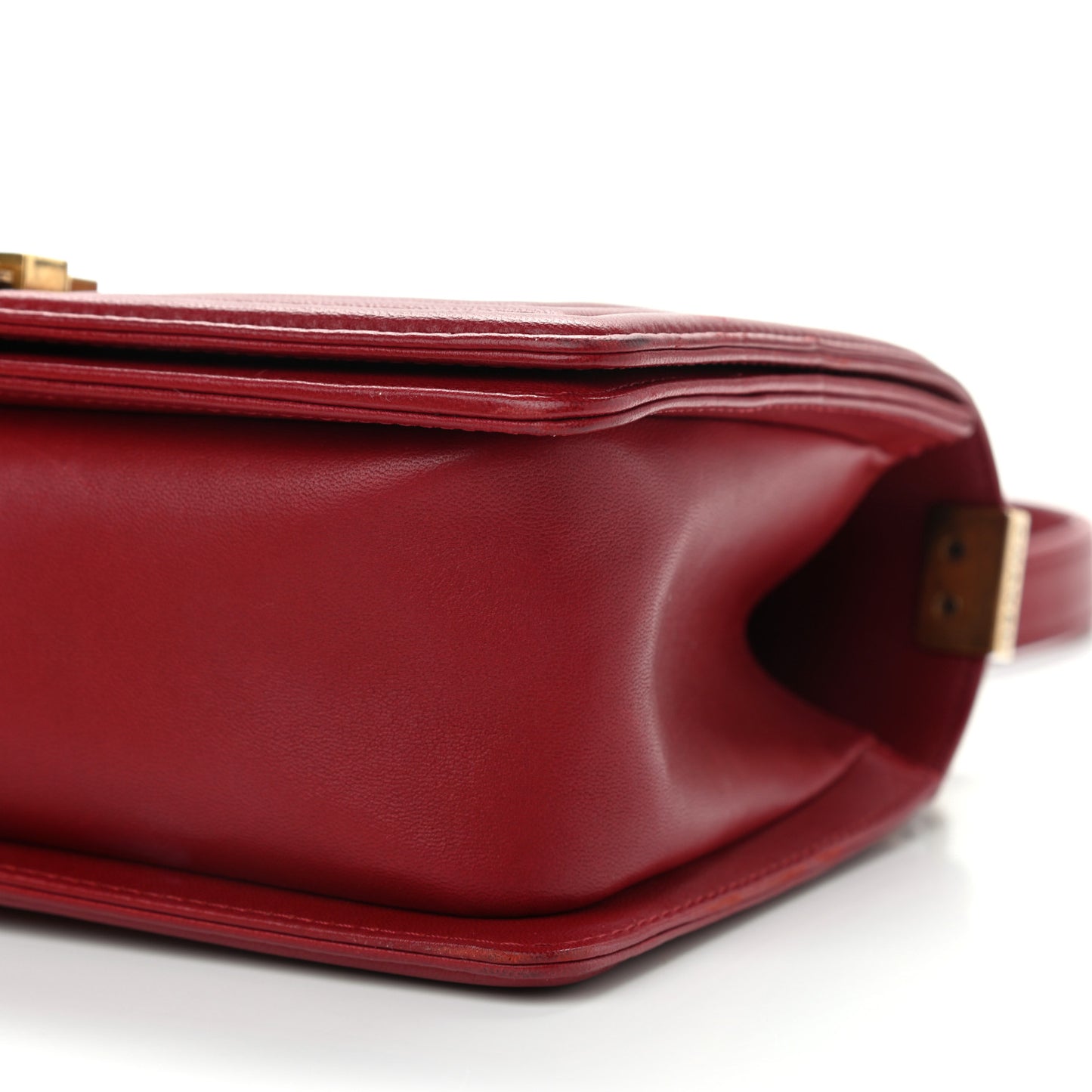 Lambskin Quilted Medium Boy Flap Dark Red