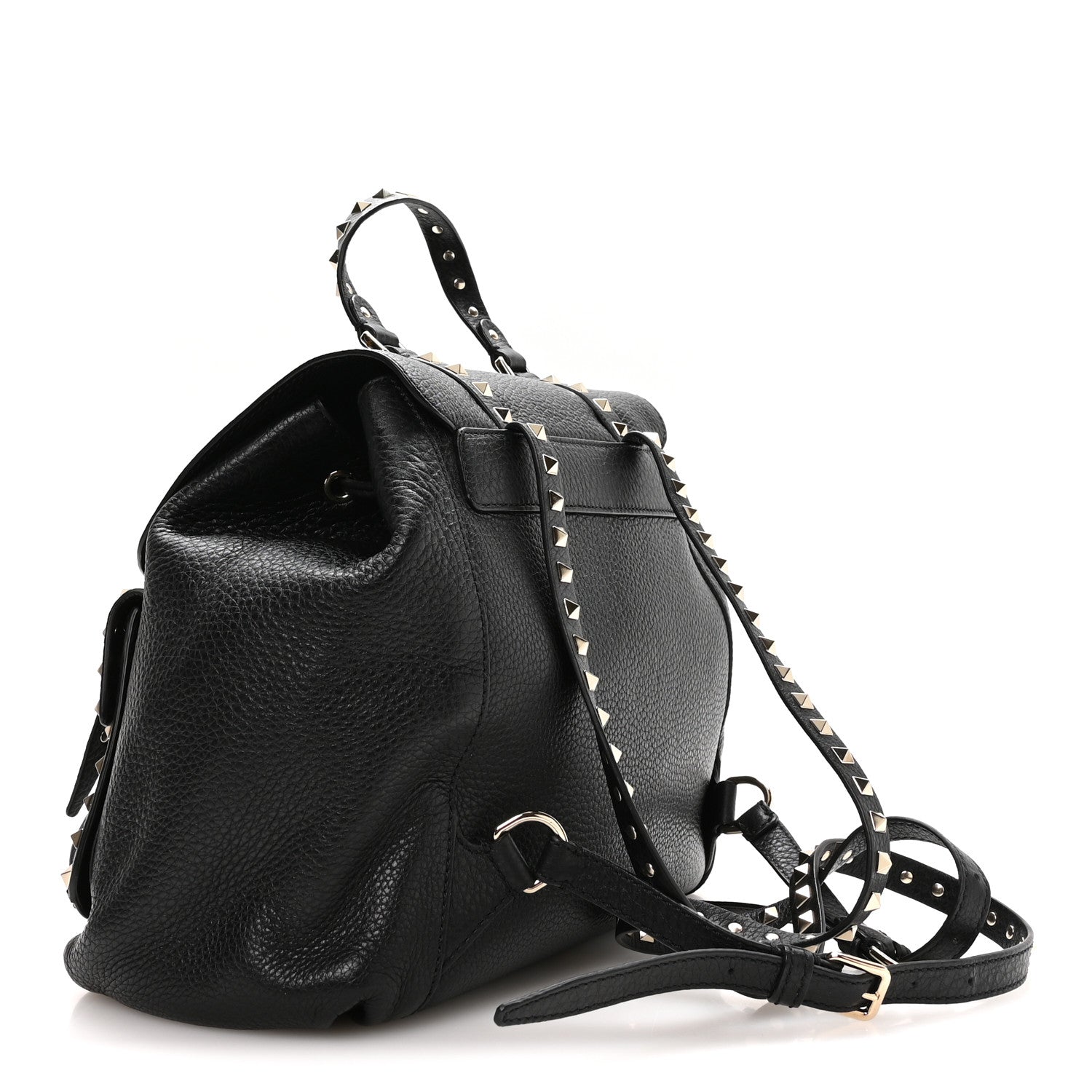 Valentino Garavani Pebbled Calfskin Rockstud Double Pocket Backpack Black 4 of 17