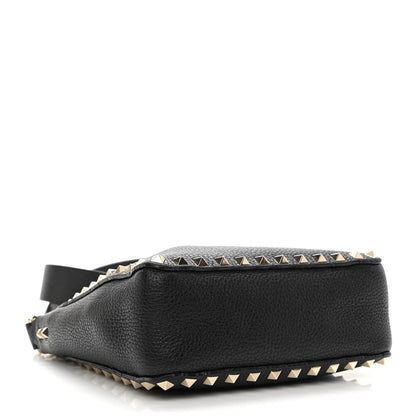Valentino Garavani Pebbled Calfskin Mini Rockstud Flip-Lock Messenger Bag Black 4 of 14