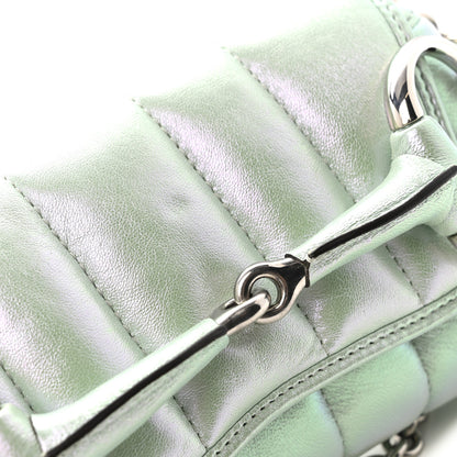 Gucci Iridescent Nappa Vertical Matelasse Small Maxi Horsebit Chain Shoulder Bag Iridescent Salvy Green 12 of 12