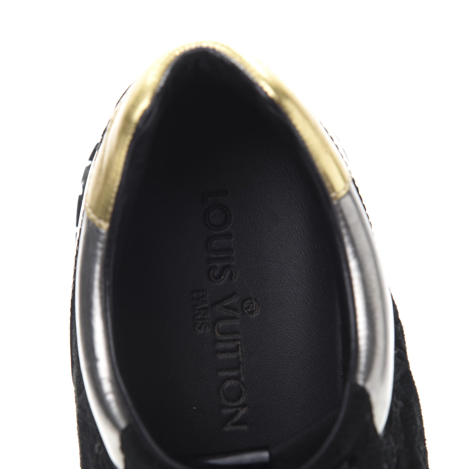 Louis Vuitton Suede Monogram Mens Run Away Sneakers 38 Black Gold Silver 7 of 8