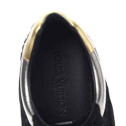 Louis Vuitton Suede Monogram Mens Run Away Sneakers 38 Black Gold Silver 7 of 8