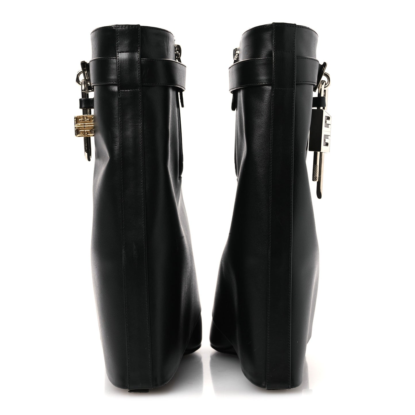 Calfskin Shark Lock Ankle Boots 41 Black