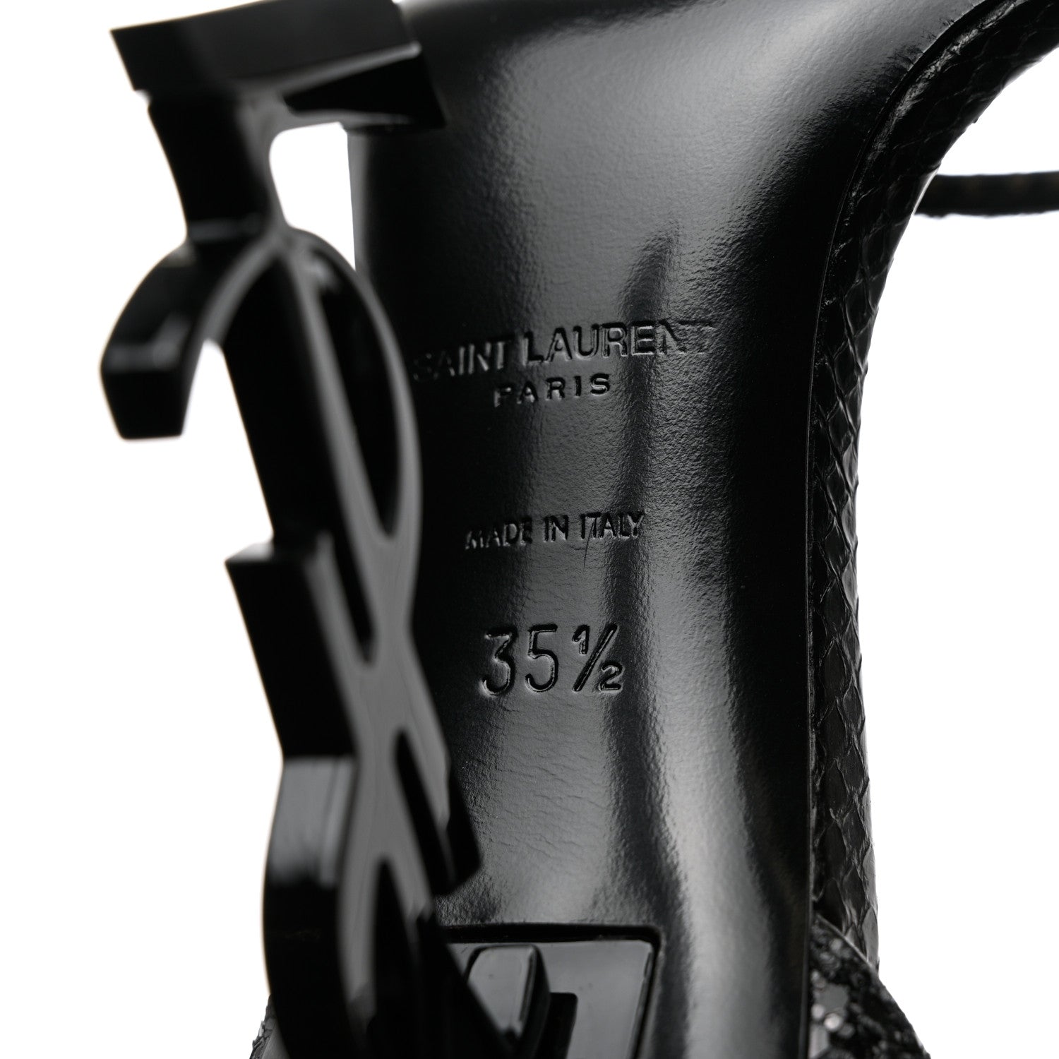 Saint Laurent Glitter Opyum Sandals 35.5 Black 8 of 11