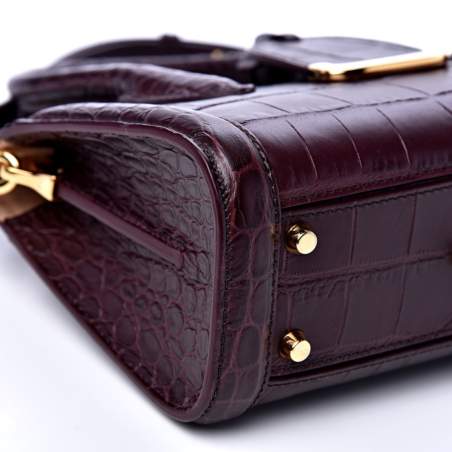 Calfskin Crocodile Embossed Mini Heroine 21 Burgundy