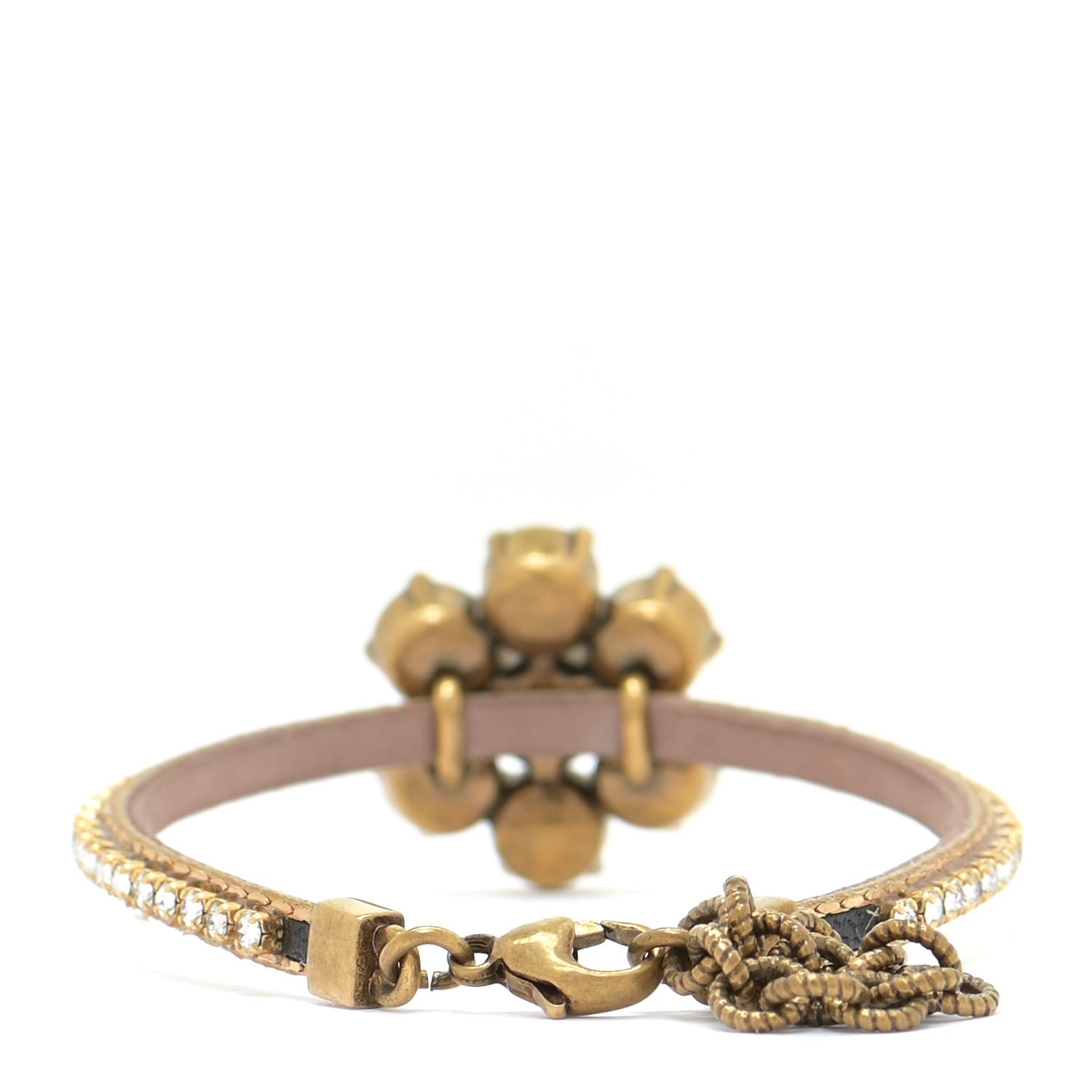 Gucci Metal Crystal Double G Bracelet Aged Gold 3 of 5