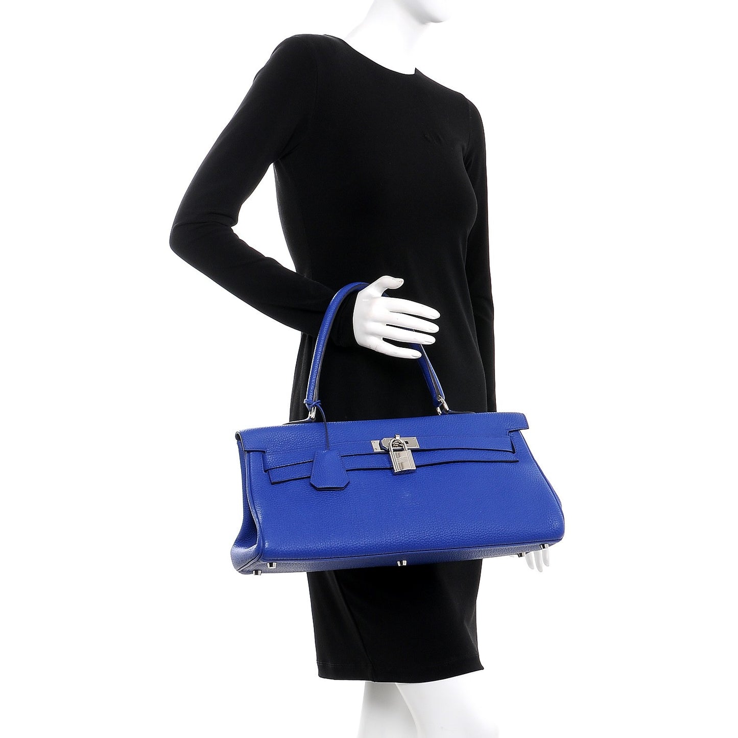 Taurillon Clemence Shoulder Kelly 40 Bleu Electrique