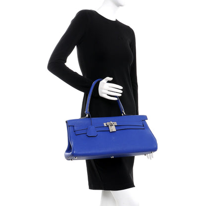 Hermes Taurillon Clemence Shoulder Kelly 40 Bleu Electrique 3 of 32