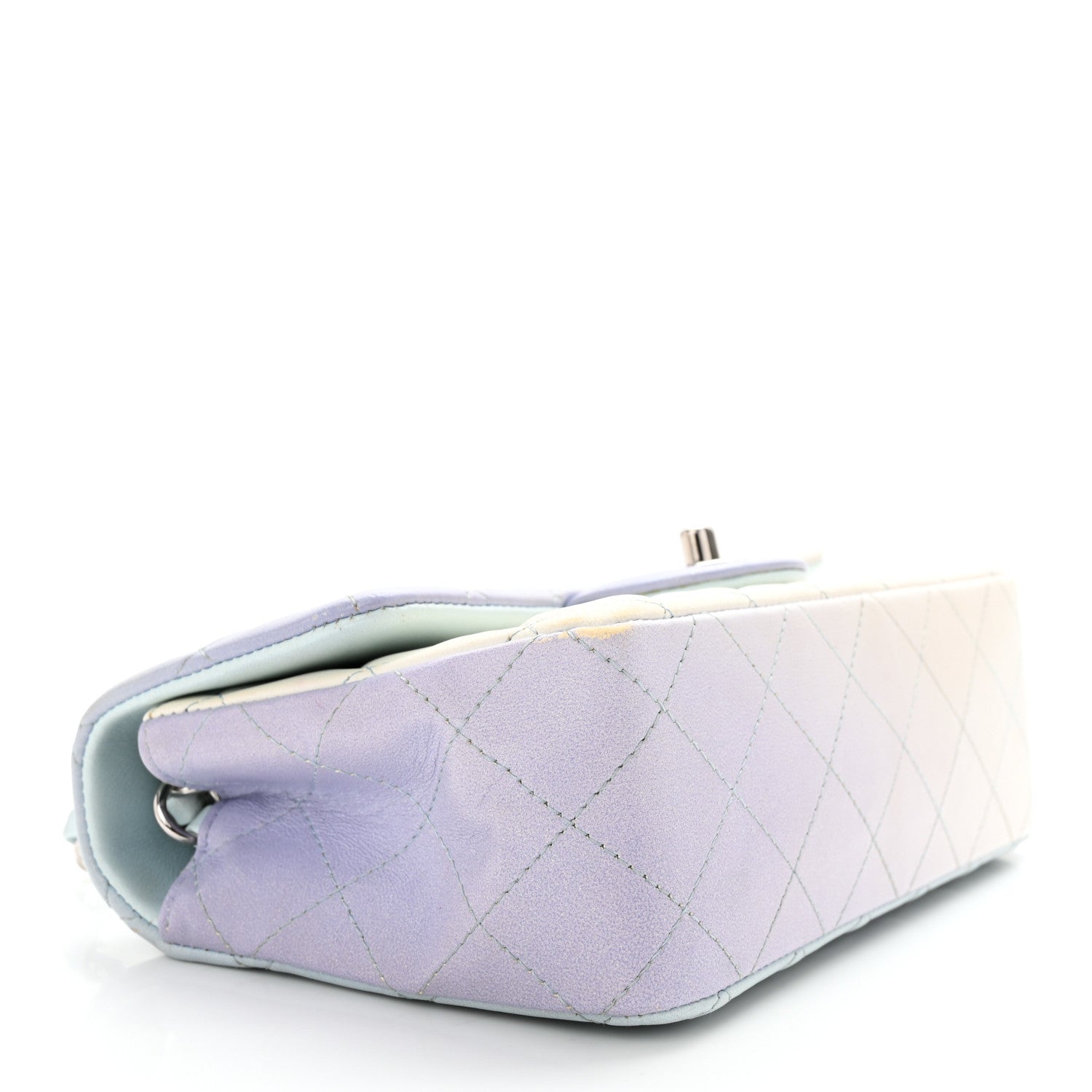 Chanel Perforated Lambskin Quilted Mini Rectangular Flap Light Blue Light Purple White 4 of 15