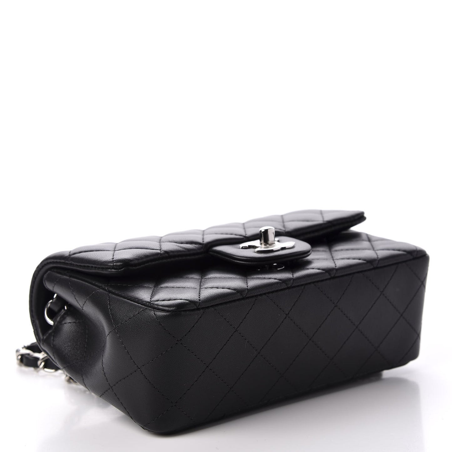 Lambskin Quilted Mini Rectangular Flap Black