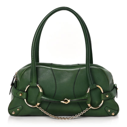 Gucci Calfskin Large Horsebit Chain Satchel Green 1 of 12