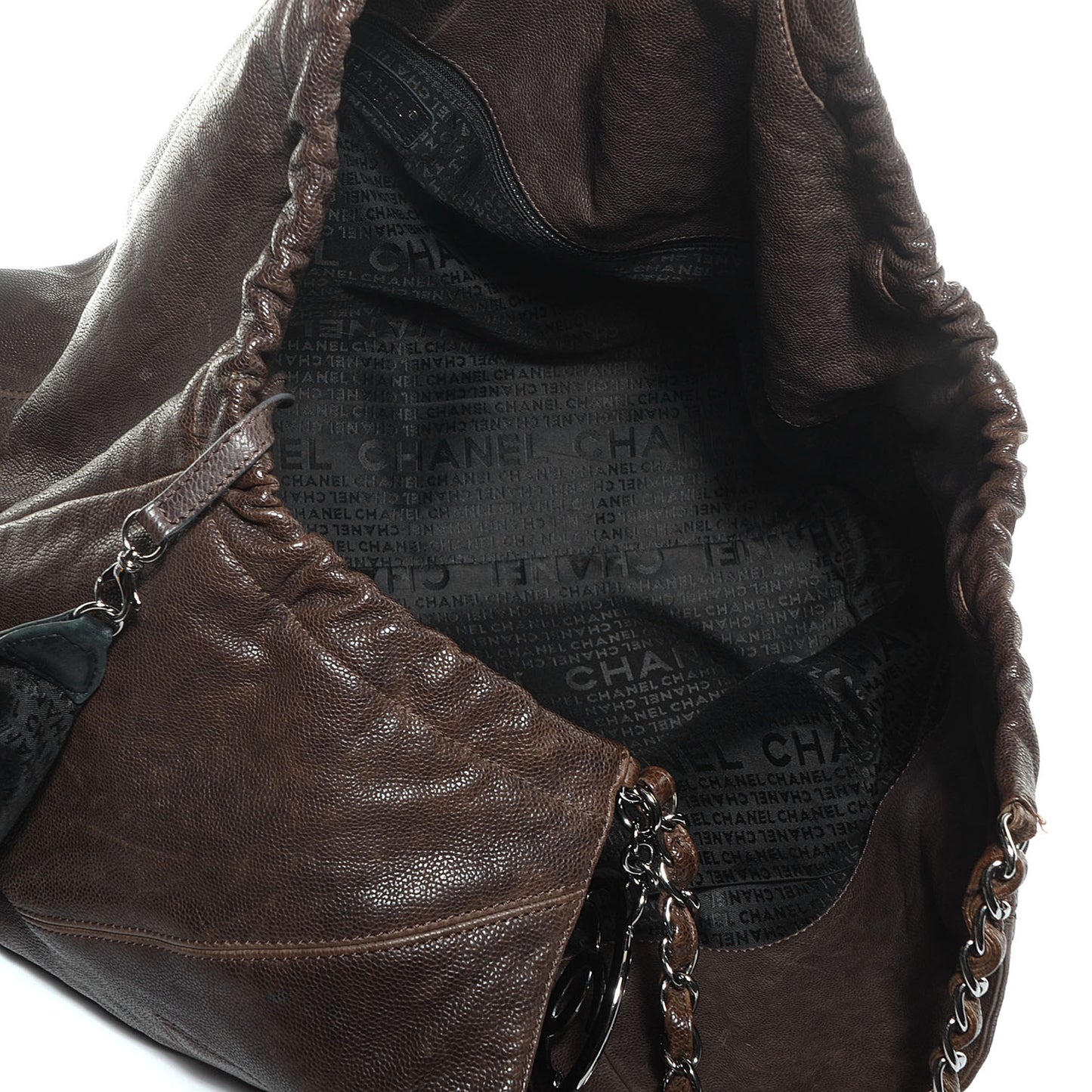 Distressed Caviar XL Coco Cabas Brown