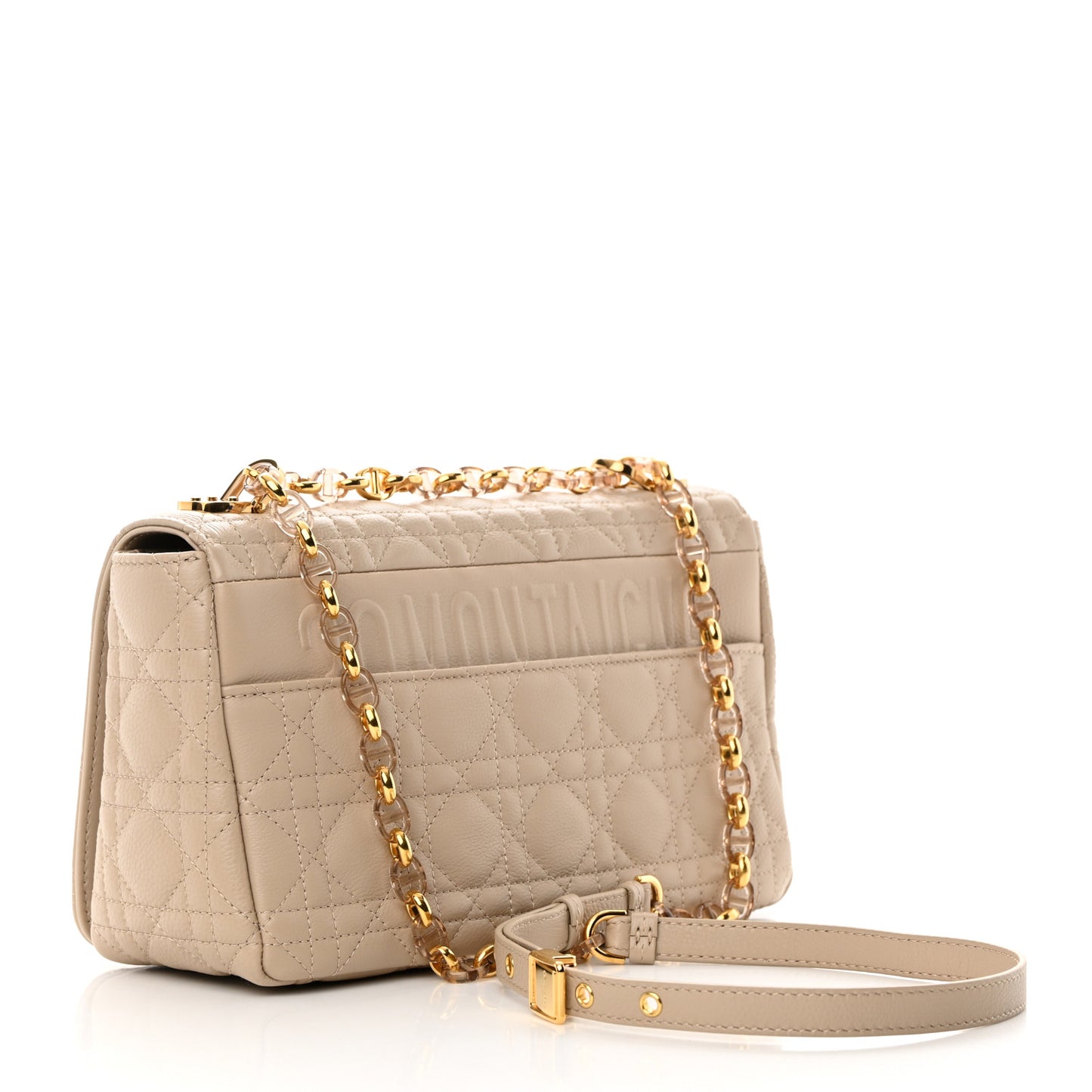 Calfskin Cannage Medium Caro Bag Beige
