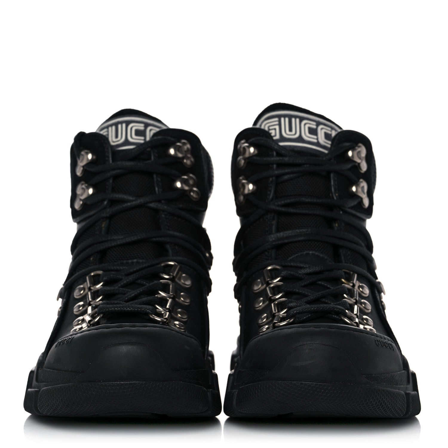 Gucci X SEGA Calfskin Suede Technical Canvas Womens Flashtrek High-Top Sneakers 35 Black 2 of 9