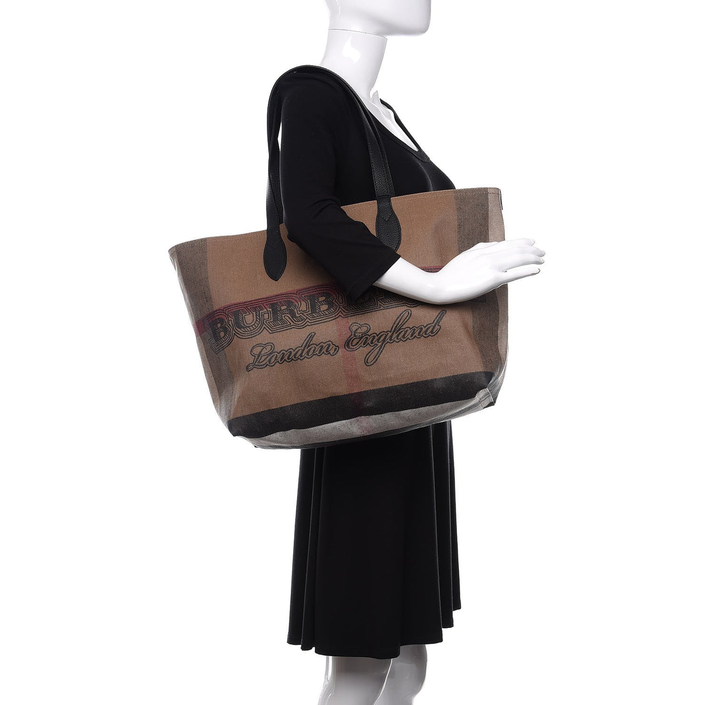 Coated Canvas Mega Check Medium Doodle Tote Black