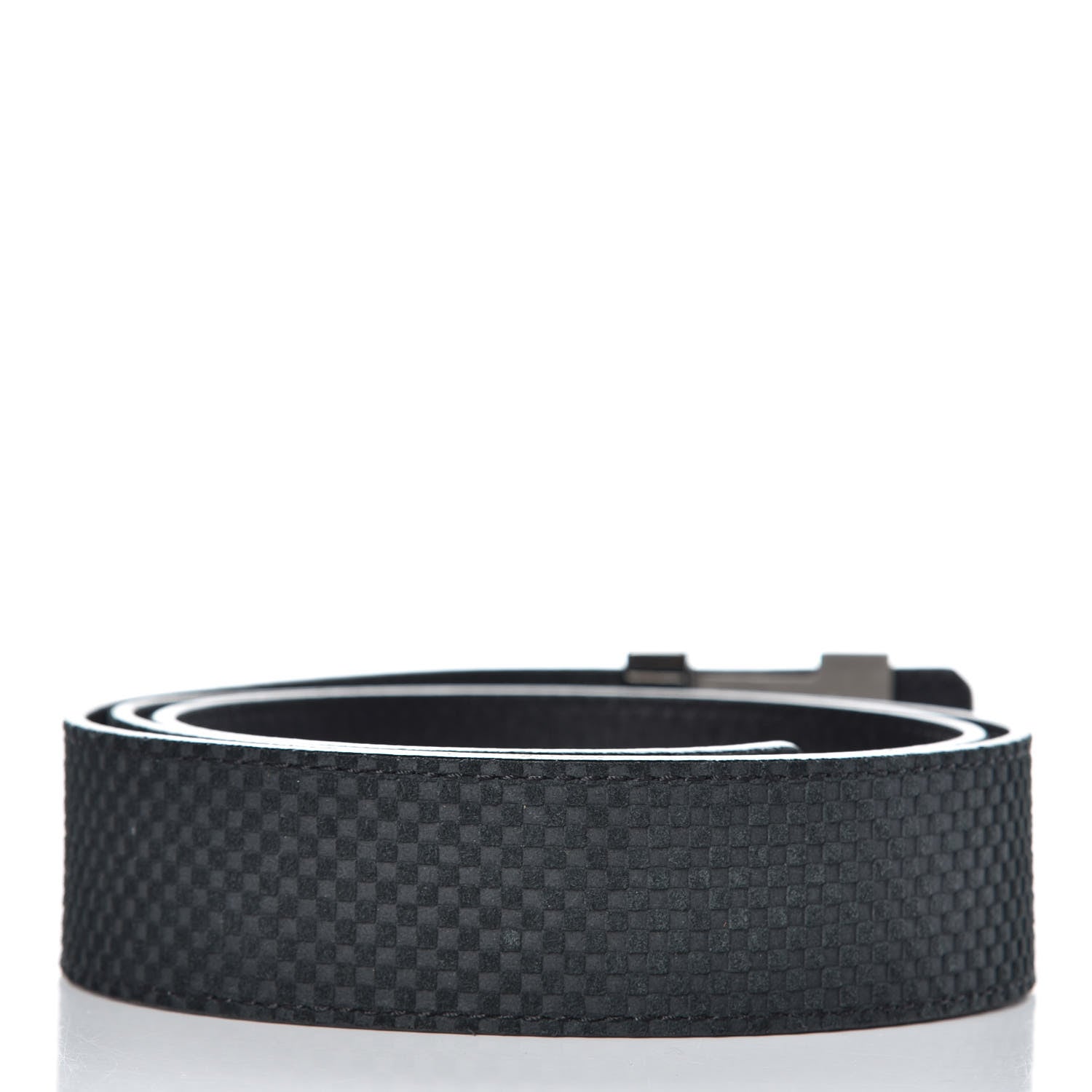Louis Vuitton Suede Calfskin Mini Damier 40mm LV Initiales Belt 100 40 Black 3 of 6