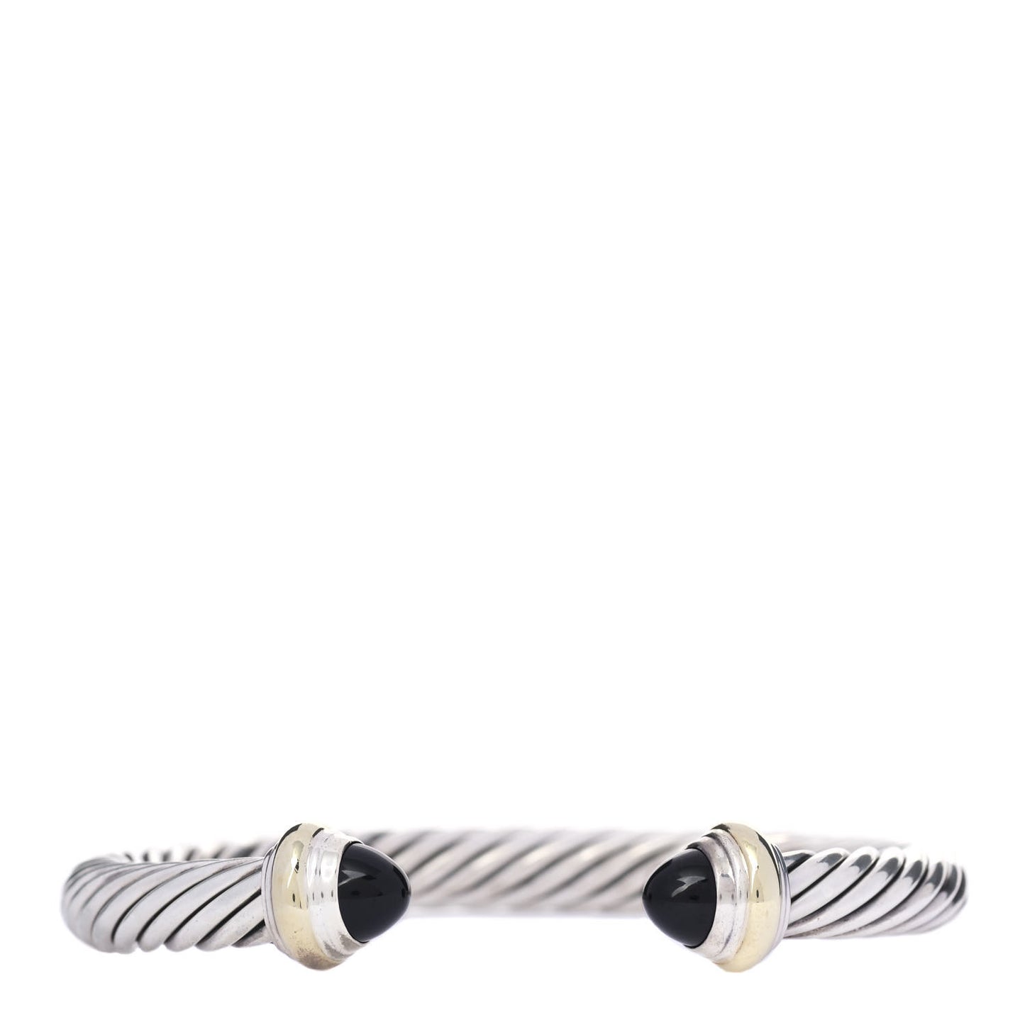 Sterling Silver 14K Yellow Gold Black Onyx 7mm Cable Classics Bracelet