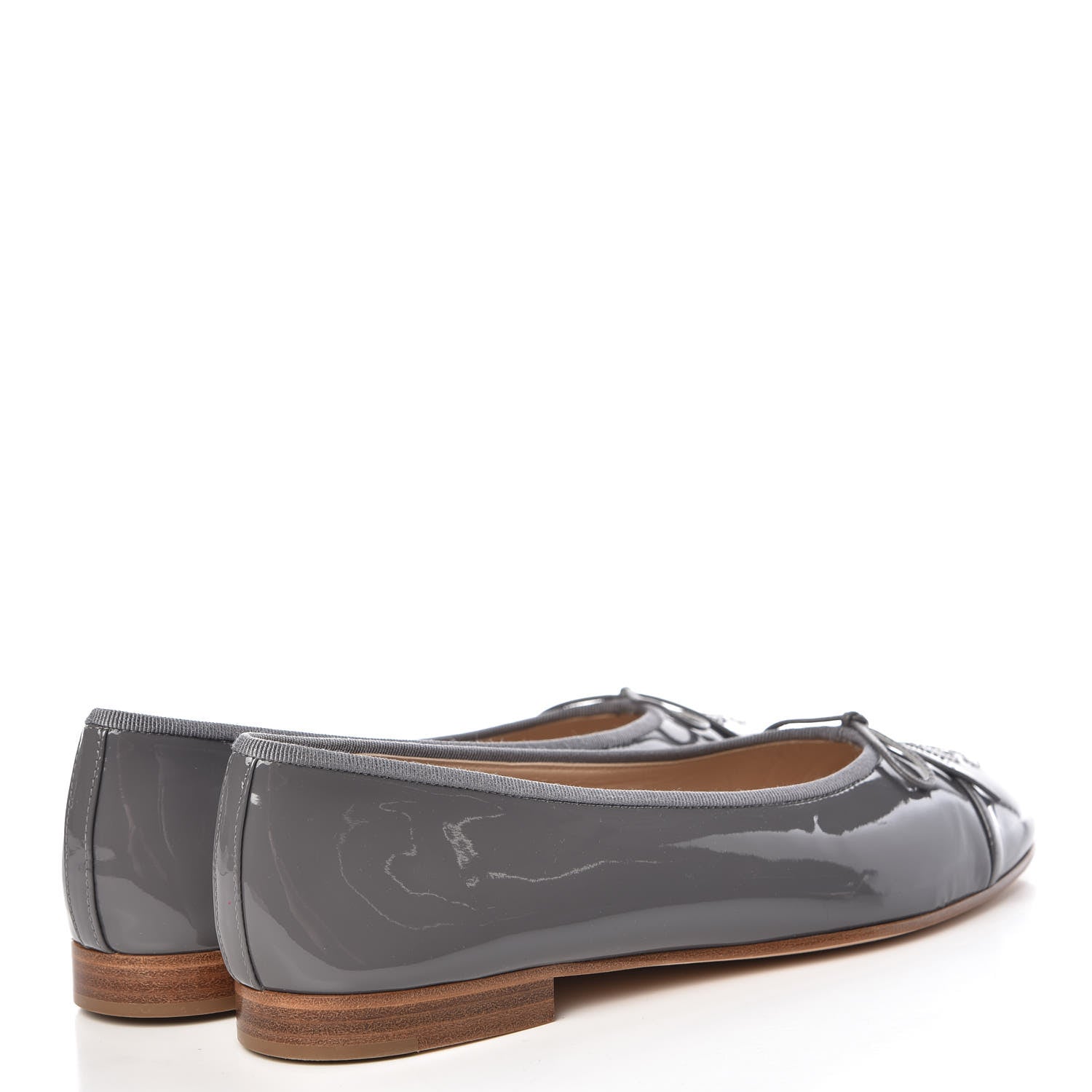 Chanel Patent Calfskin CC Cap Toe Ballerina Flats 39.5 Dark Grey 4 of 12