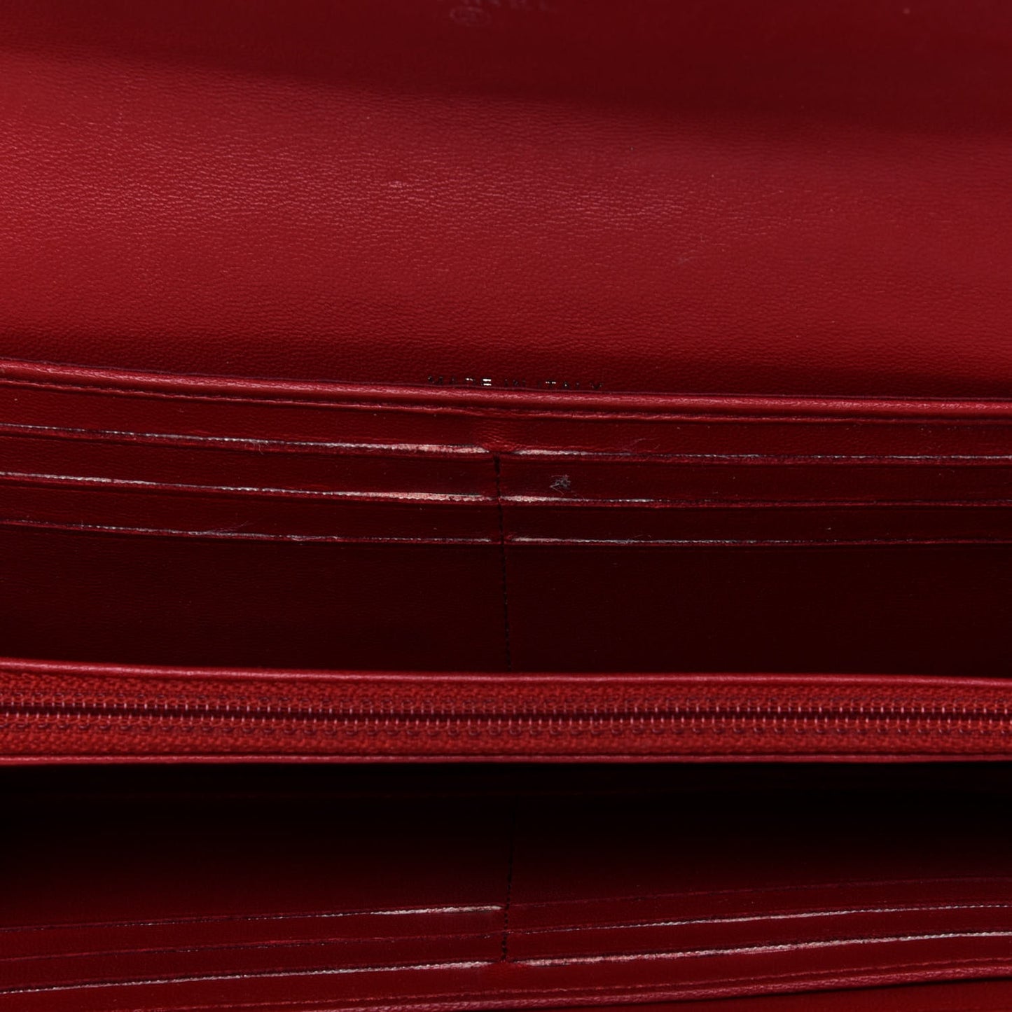 Lambskin Camellia Embossed Flap Wallet Red