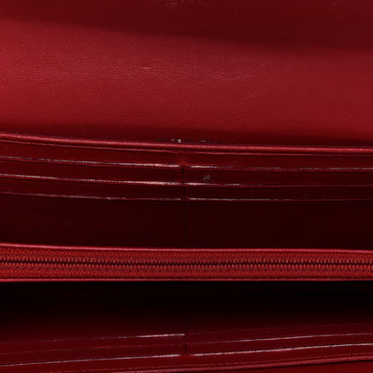 Chanel Lambskin Camellia Embossed Flap Wallet Red 5 of 21