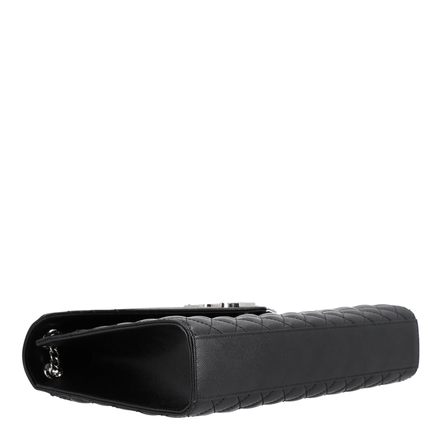 Grain De Poudre Textured Mixed Matelasse Large Triquilt Monogram Satchel Black