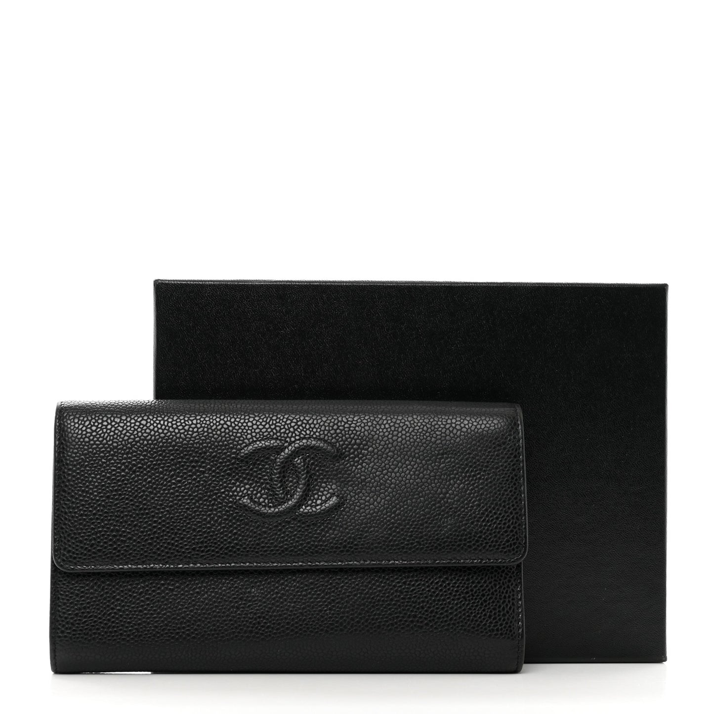 Caviar Timeless CC Large Gusset Flap Wallet Black
