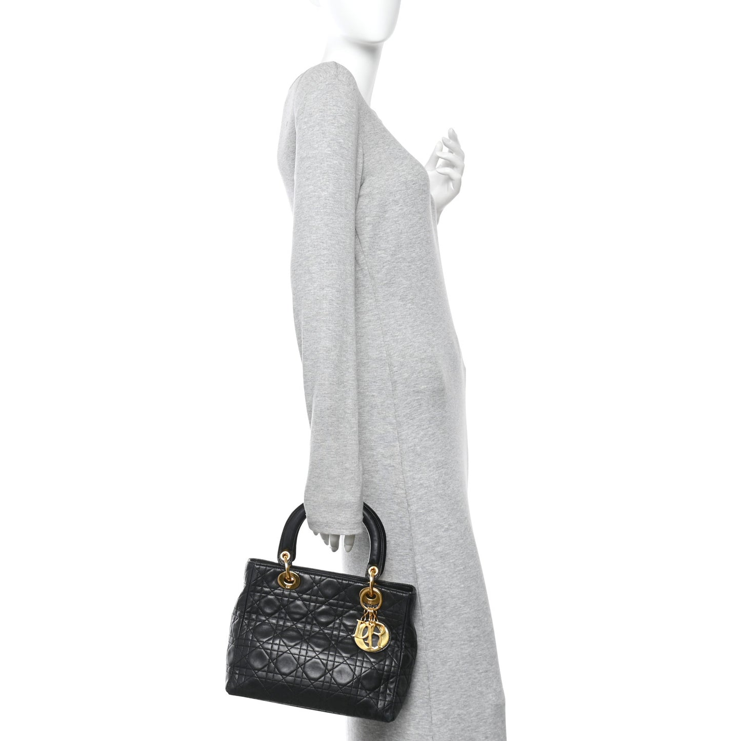 Lambskin Cannage Medium Lady Dior Black