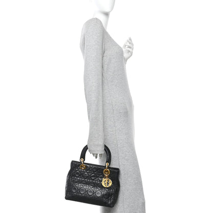Christian Dior Lambskin Cannage Medium Lady Dior Black 2 of 9