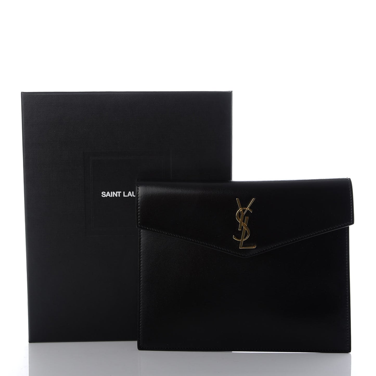 Smooth Shiny Calfskin Monogram Uptown Baby Pouch Black