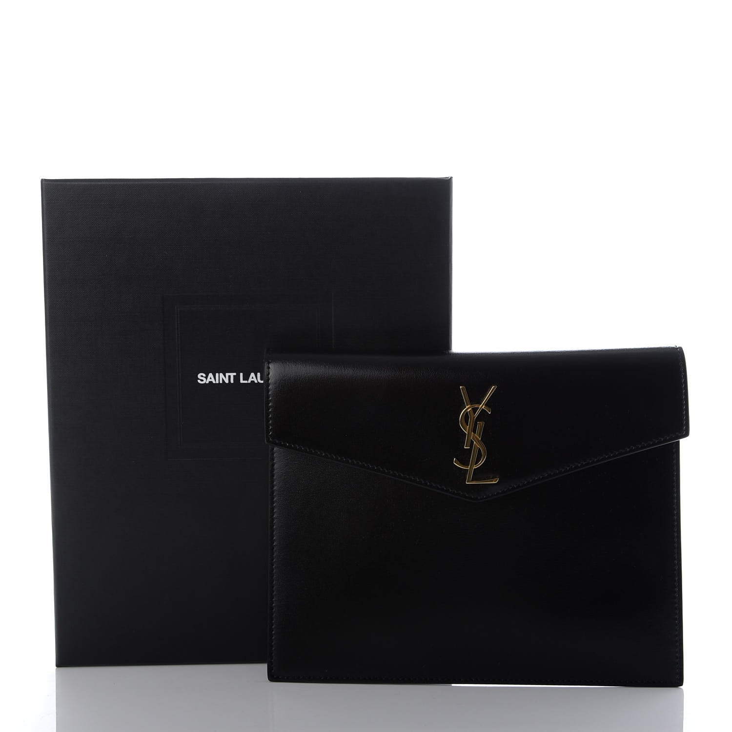 Saint Laurent Smooth Shiny Calfskin Monogram Uptown Baby Pouch Black 7 of 7