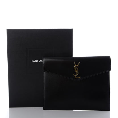 Saint Laurent Smooth Shiny Calfskin Monogram Uptown Baby Pouch Black 7 of 7