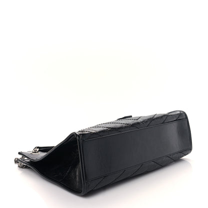 Saint Laurent Crinkled Calfskin Matelasse Monogram Medium Niki Shopper Tote Black 4 of 8